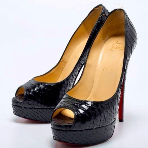 Christian Louboutin Lady Peep Python skin peep pumps EU38 rare 100% authentic. - Picture 8 of 11